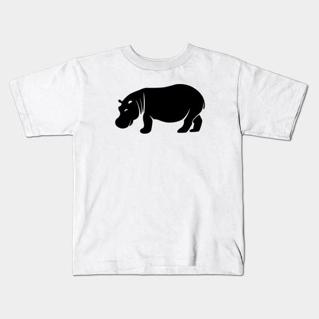 Hippo Silhouette Kids T-Shirt by KC Happy Shop
